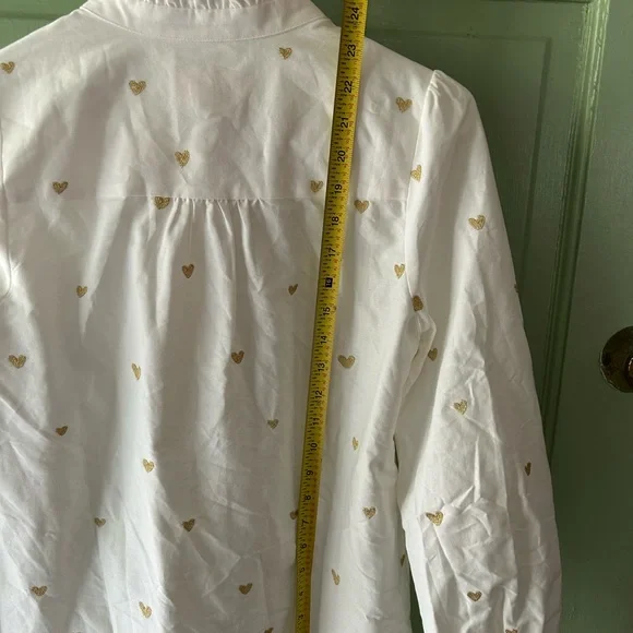 NWT NEW Sezane Chlo Blouse with Gold Heart Embroidery 34 - Picture 13 of 15